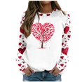 thumbnail image 2 of Qertyioot T-Shirt Graphique pour Femmes de la Saint-Valentin à Manches Longues, Blouse Ample Imprimée Mode à Col Rond, Hauts Décontractés, 2 of 5