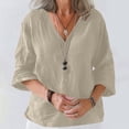 thumbnail image 2 of Women's Casual Cotton and Linen Cardigan with Three-Quarter Sleeves, Solid Color Multi-Color Lightweight Open Front Sweater, Perfect for Spring and Summer, Versatile Women’s Top, 2 of 6