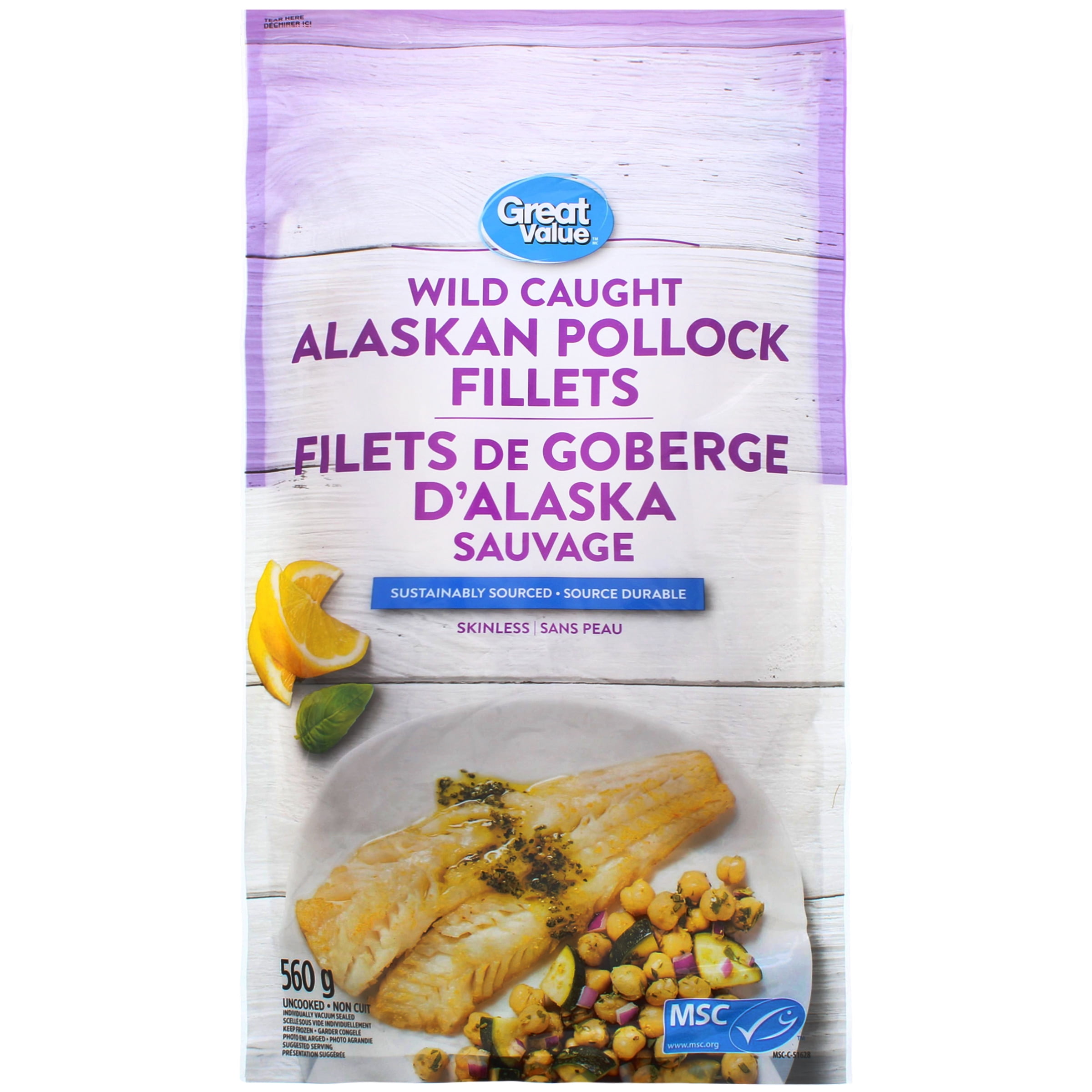 Filets de goberge d’Alaska sauvage Great Value 560 g