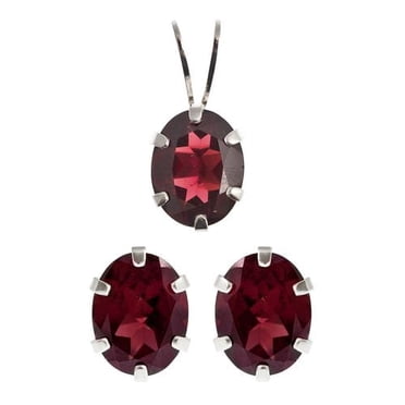 St. Silver Garnet Earrings Pendant set