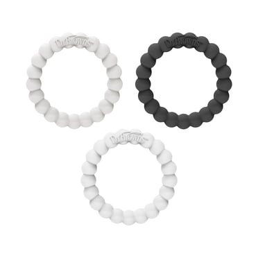 Dr. Brown's Flexees Anneaux de Dentition Perlés, 100 % Silicone, Souples Faciles à Tenir, Favorisent l'Auto-apaisement, Gris/noir/blanc, Sans BPA