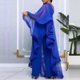 thumbnail image 3 of Combinaisons pour Femmes à une Épaule Soirée Cocktail Semi-Formelle Robe Maxi Pantalon Tenue de Voyage Ensemble S-111 Bleu m, 3 of 5