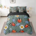 thumbnail image 2 of YST Cute Ladybug Bed in a Bag 7-Piece White Daisy Floral Bedding Set, Animal Wildlife Insect Full Size, Polyester, 2 of 4