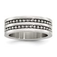 thumbnail image 1 of Stainless Steel 8mm Double Row Beaded Brushed & Polished Band Ring 8 Size, 1 of 6
