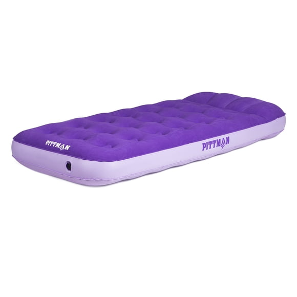 Pittman Outdoors Kids Air Mattress, 74" x 30" Inflatable Bed with Pump & Backpack, Purple