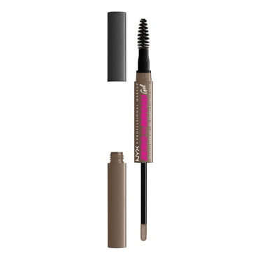 NYX PROFESSIONAL MAKEUP, Zero To Brow Longwear Gel, Dual-ended Liquid Eyebrow gel, Vegan Formula - Taupe