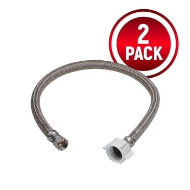 (2 Pack) Axiomdeals 16 Inch 16" Braided Stainless Steel Flexible Toilet Supply Line, 3/8 Compression x 7/8 Female Balcock Nut Toilet Connector Toilet Pipe