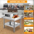 thumbnail image 3 of Equipment Grill Stand, 36"x28"x24" Stainless Steel Table, 1000 lb Top & 220 lb Bottom Shelf, Adjustable Legs with 2" Edge Baffle for Commercial Kitchen, Hotel, 3 of 8