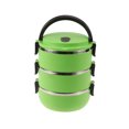 thumbnail image 1 of CIMAXIC Three Tiers Plastic Thermal Insulated Lunch Box Lock Container Food Storage Boxes (Green),7.87"X6.1"X6.1", 1 of 4