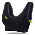 thumbnail image 2 of Women Front Cross Adjustable Side Buckle Lace Vest Wireless Sport Bra, 2 of 7
