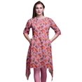 thumbnail image 1 of Bimba Kurtas pour Femmes à Imprimé Ethnique Asymétrique avec Boutons Roses et Fleurs de Magnolia, Hauts d'Été pour Femmes XSmall, 1 of 6