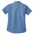 thumbnail image 2 of Gravity Threads Womens Short-Sleeve Value Denim Shirt - Faded Blue - 3X-Large, 2 of 2