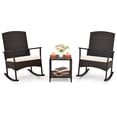 thumbnail image 2 of Costway 3 Piece Patio Rocking Set Wicker Rocking Chairs with 2-Tier Coffee Table Off White, 2 of 9