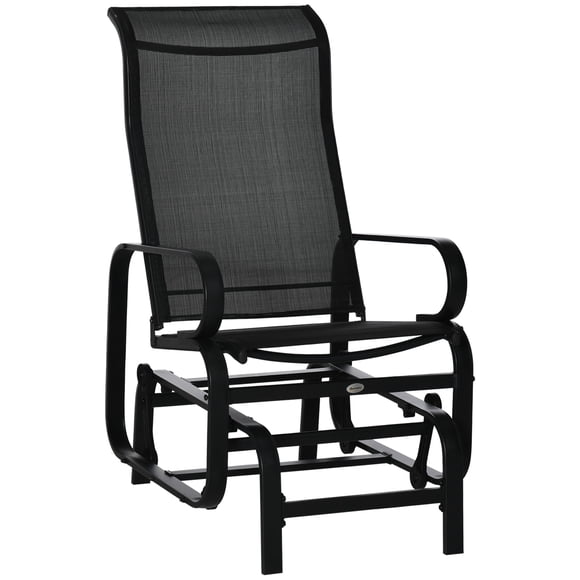 Outsunny Berceuse de Patio avec Tissu en Maille Respirante, Chaise Berçante d'Extérieur, Siège à Bascule de Jardin pour Patio, Cour, Véranda, Noir