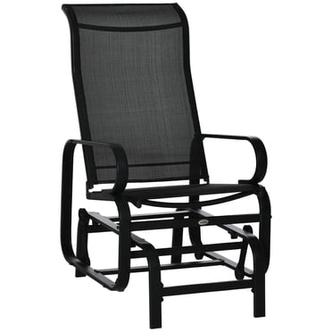 Outsunny Berceuse de Patio avec Tissu en Maille Respirante, Chaise Berçante d'Extérieur, Siège à Bascule de Jardin pour Patio, Cour, Véranda, Noir
