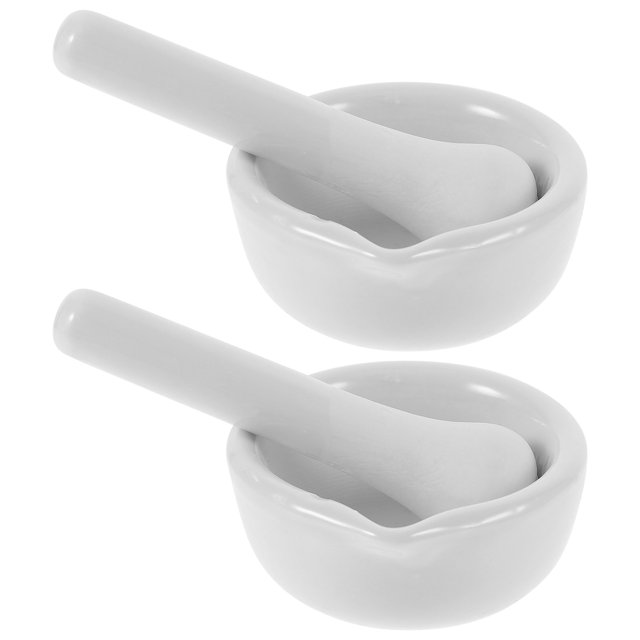 2 Sets/4pcs Portable Porcelain Medicine Pounding Masher with Pestle