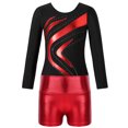 thumbnail image 3 of TiaoBug Girls 2Pcs Rhinestone Tracksuit Long Sleeve Gymnastics Dance Outfit Leotard with Shorts Unitard C04 10, 3 of 7