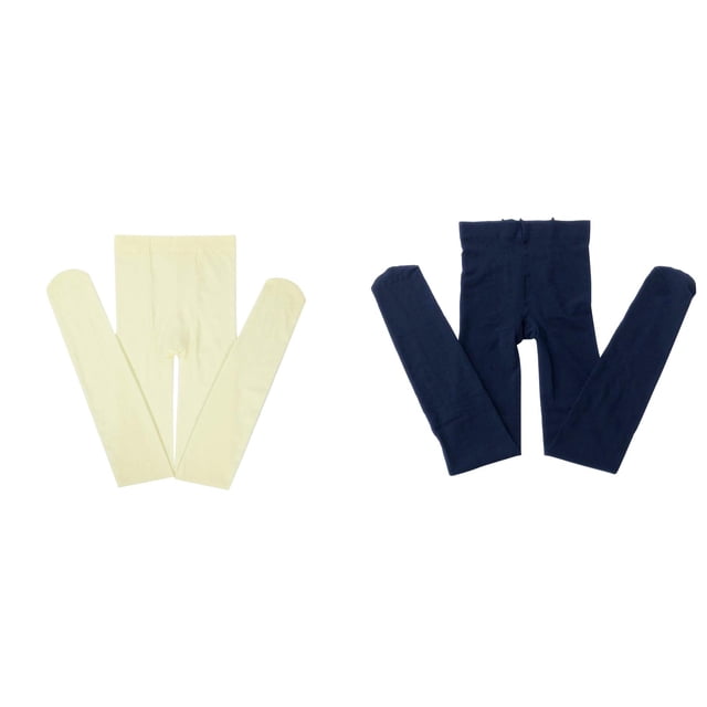2 Pack(Navy 1PCS & WH2 1PCS) Multipack 3 Month Pants Leggings Pantihose Stretchy Basic Full Length Ballet Dance Pants Pantyhose for Spring Summer Stocking