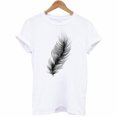 thumbnail image 3 of EGNMCR T-Shirts pour Femmes Mode Femmes T-Shirt à Manches Courtes Imprimé Plume Haut Décontracté Tee Blouse, 3 of 3