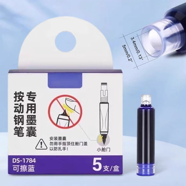 LSLJS 10 Cartouches d'Encre Rechargeables 10 ml pour Stylo-Plume Rétractables 0,38 mm Baril Transparent Bleu, Fountain Pen