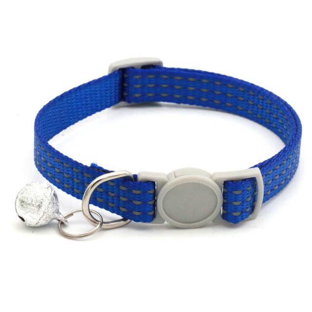 5Pack Reflective Breakaway Cat Collars with Bell Safety Buckle Nylon Adjustable Kitten Collars Sapphire