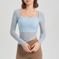 thumbnail image 2 of FAIWAD Women's Long Sleeve Sport Tops Square Neck Solid Color Lightweight Pullover Tops with Bra, 2 of 5