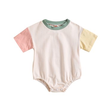 Yuyuzo Barboteuse Bébé Garçon Fille Manches Courtes Justaucorps T-Shirt Surdimensionné Hauts Vêtements d'Été Nouveau-Né