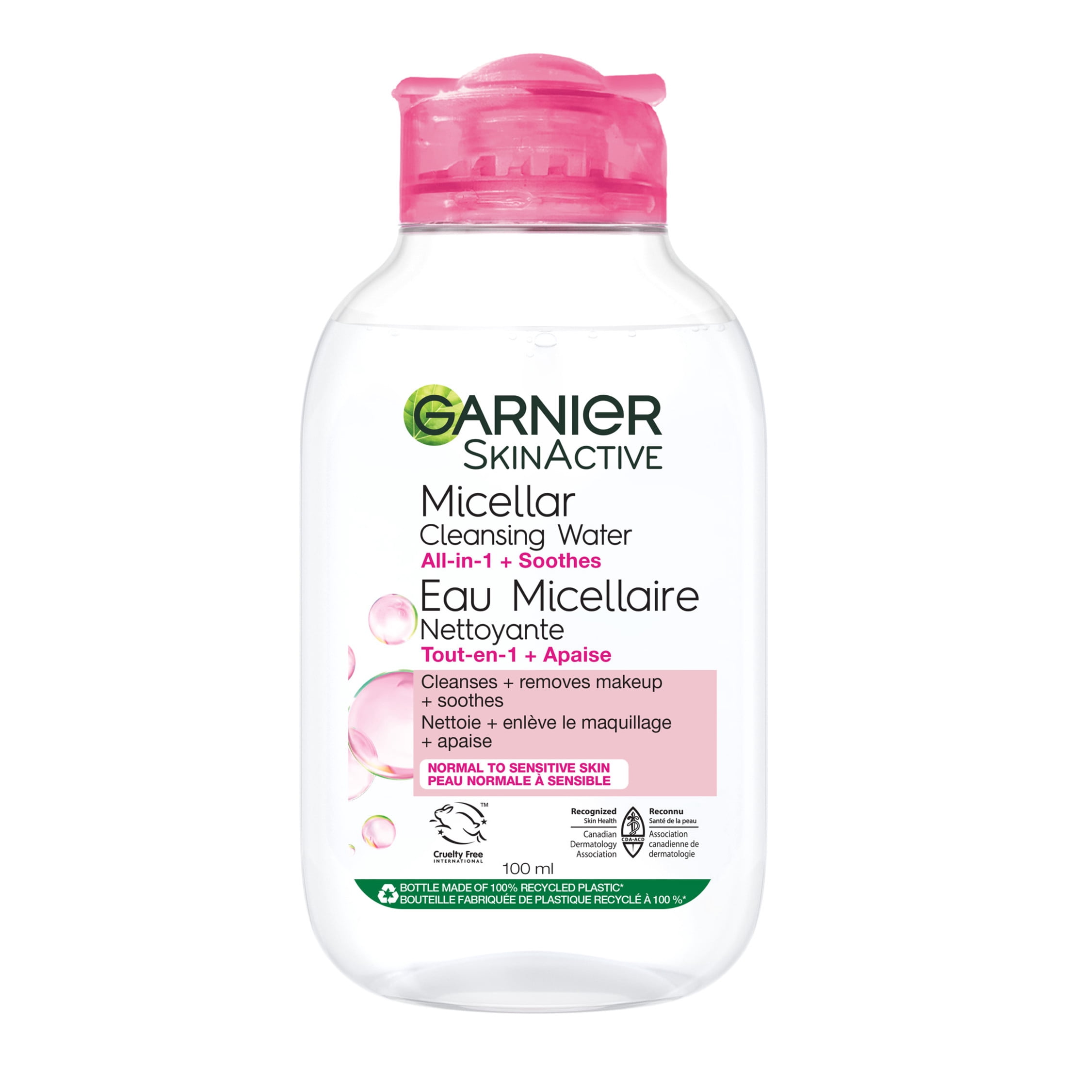 Garnier Micellar Water, Cleanser & Makeup Remover, Travel Size, Suitable for Sensitive Skin