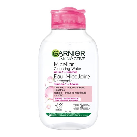 Garnier Micellar Water, Cleanser & Makeup Remover, Travel Size, Suitable for Sensitive Skin