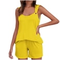thumbnail image 2 of Yuyuzo Womens Lounge Sets Two Piece Square Neck Tank Tops Wide Leg Shorts with Pockets Matching Outfits, 2 of 7