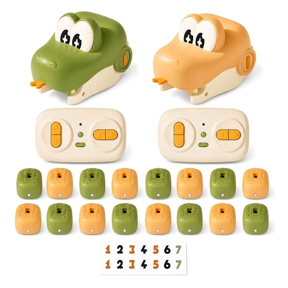Tigozz 2-Pack Magnetic Snake Game Toys, Remote Control Snakes with Auto-Connecting Tail Blocks, Sound and Light, Green and Creamy Yellow, Ages 6+