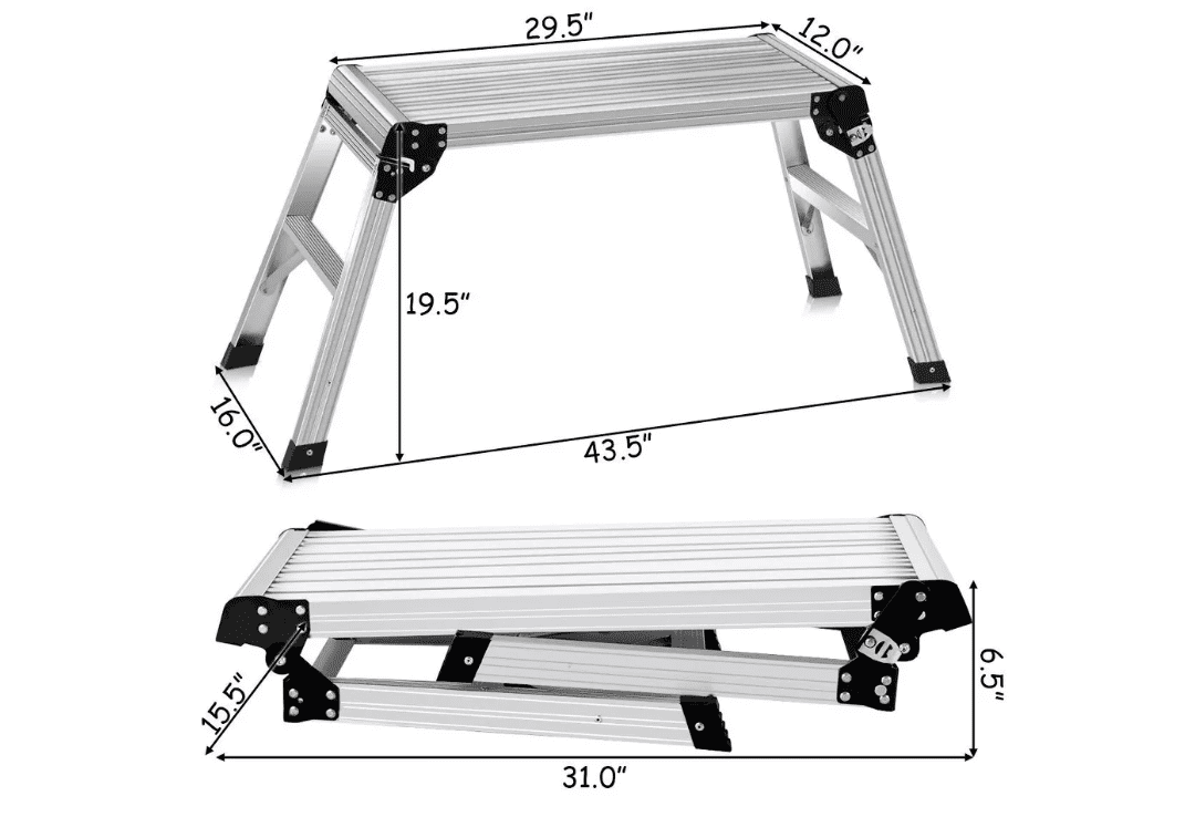 afeifafa-Aluminum Platform Drywall Step Up Folding Work Bench Stool Ladder