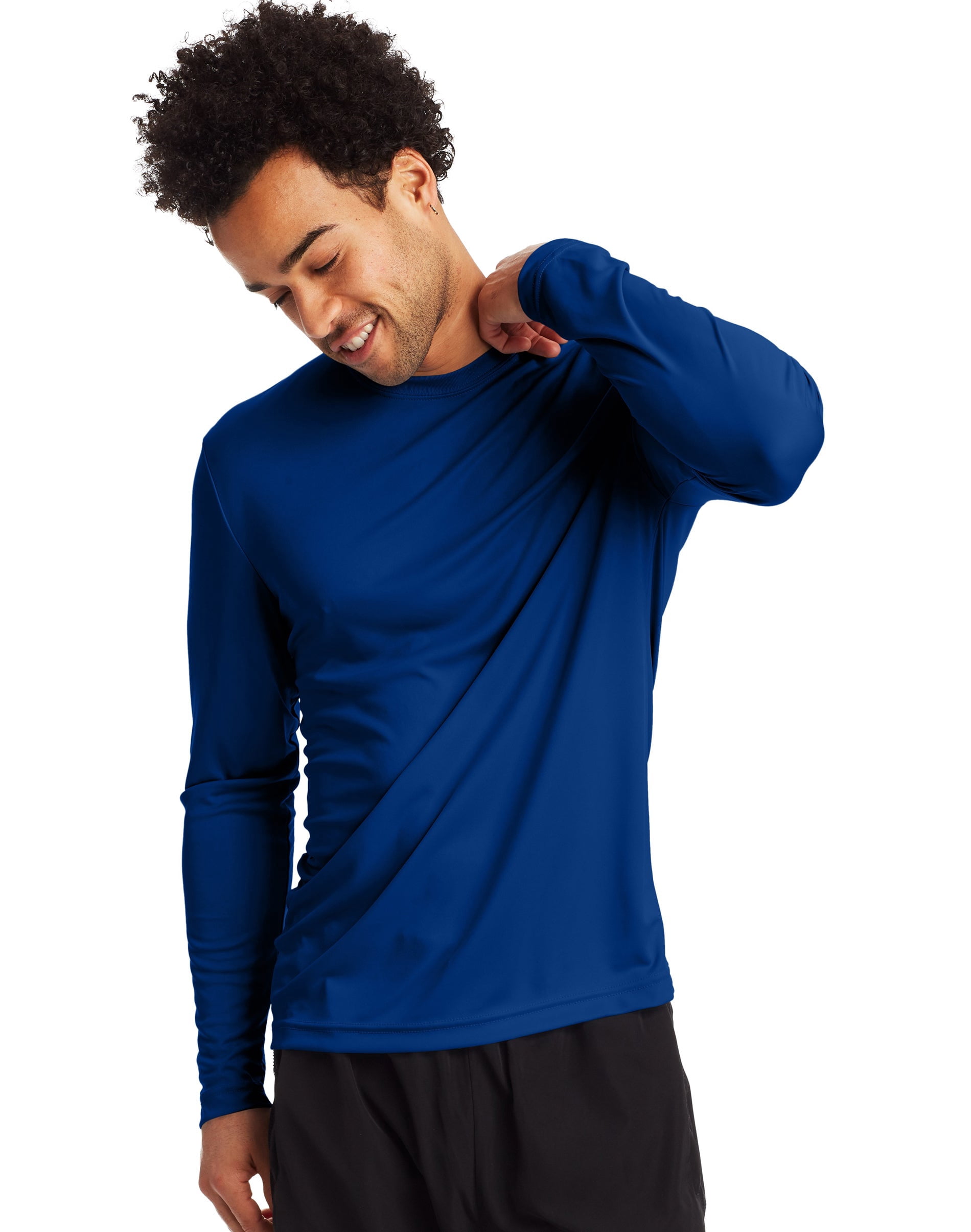 Hanes Mens Sport FreshIQ Cool DRI Long Sleeve Tee 2-Pack, 3XL, Deep Royal