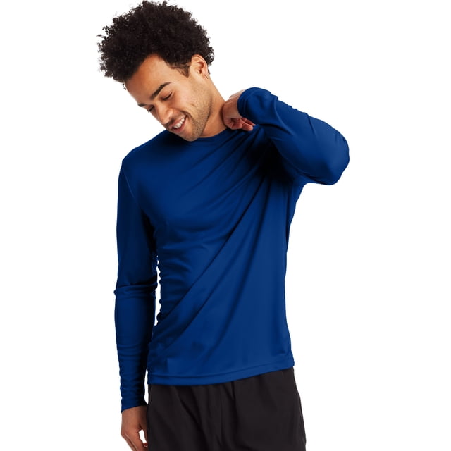 Hanes Mens Sport FreshIQ Cool DRI Long Sleeve Tee 2-Pack, L, Deep Royal