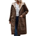 thumbnail image 2 of DPTALR Manteau Long en Coton Réversible pour Femmes, Décontracté d'Hiver, Ample, avec Poches, Fermeture Éclair, 2 of 6