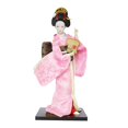thumbnail image 2 of 12" Japanese Geisha Collectible Figurine Lady Statuette for Home Table Shelf Pink, 2 of 8