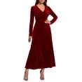 thumbnail image 2 of Enjoytime Robes de Soirée pour Femmes Couleur Unie Col en V Manches Longues Robe Maxi en Velours Doré Tendance Élégante Robes de Soirée Bordeaux m, 2 of 5