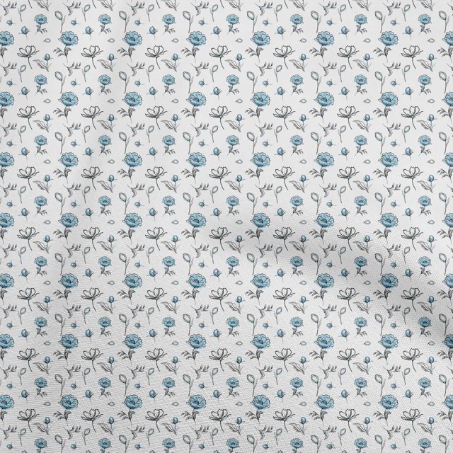 oneOone Rayon White Fabric Floral Sewing Material Print Fabric By The Yard 56 Inch Wide
