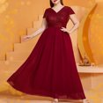 thumbnail image 1 of Ovzne Robes Grande Taille pour Femmes aux Formes Robe pour Femme Robe Grande Taille pour Femme Longue en Mousseline à Col en V Robe à Manches Courtes Jupe de Robe Robe Maxi Grande Taille Robes Longues à Manches Courtes Transparent, 1 of 7