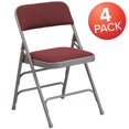 thumbnail image 4 of 4 Pk. HERCULES Series Curved Triple Braced & Double Hinged Burgundy Patterned Fabric Metal Folding Chair, 4 of 9