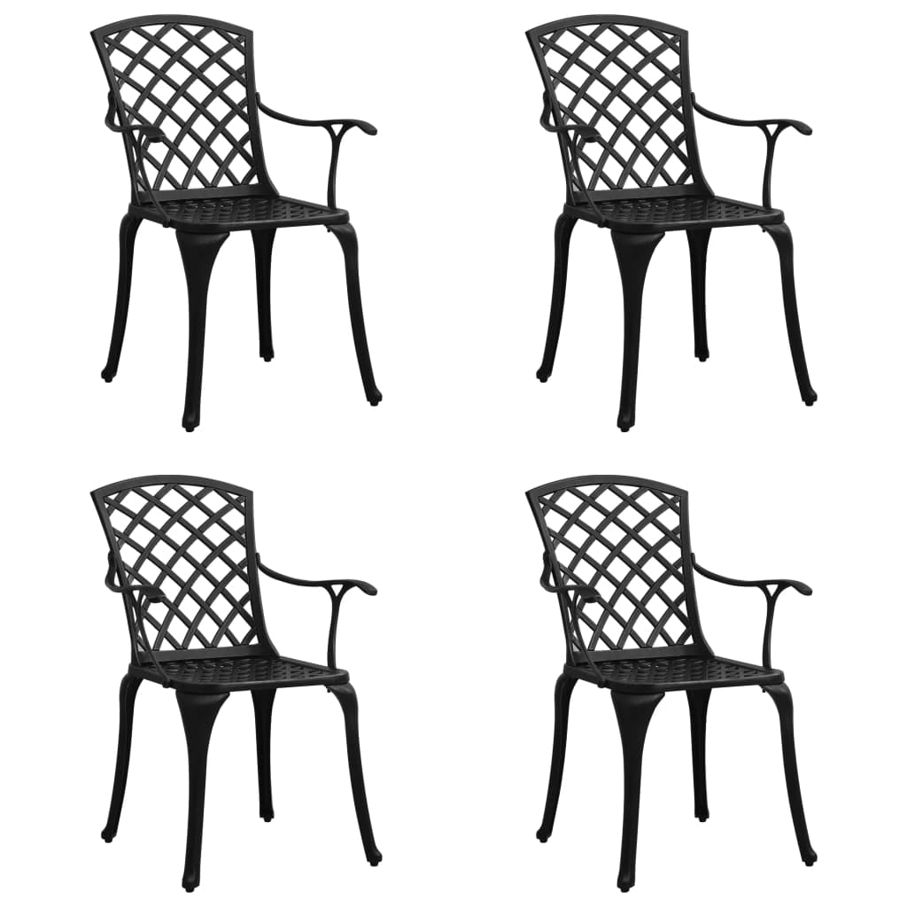vidaXL Chaises de Jardin 4 Pcs Aluminium Moulé Noir