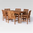 thumbnail image 3 of Afuera Living Ensemble de Salle à Manger d'Extérieur à Chevrons de 7 Pcs pour Patio, Brun, 3 of 3