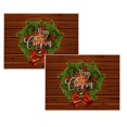 thumbnail image 1 of Oleegame 2PC Placemat Christmas Table Placemats Christmas Rustic Vintage Washable Table Mats, 1 of 4