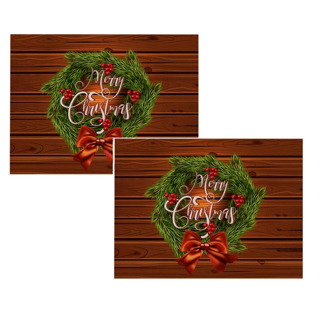 Oleegame 2PC Placemat Christmas Table Placemats Christmas Rustic Vintage Washable Table Mats