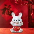 thumbnail image 1 of fastboy Chinese Rabbit Statue Bunny Figurine Craft for Holiday Store Decoration Peace, 1 of 9