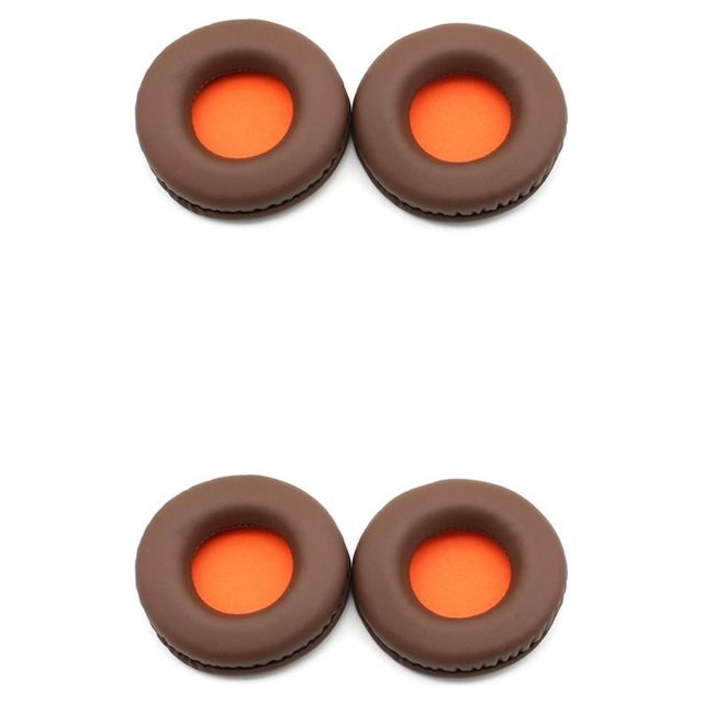 QualitChoice Coussinets d'Oreilles pour Casque de Jeu Rond en Cuir Remplacement pour Skullcandy HES2.0 Marron 2Ensemble
