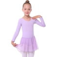 thumbnail image 2 of Robes pour Bébé Fille Manches Longues Robe de Ballet Unie Danse pour Enfants Filles Justaucorps Tutu Tenue Performance Pratique Robe Douce Extensible Robe pour Tout-Petit Violet 2 Ans-3 Ans, 2 of 6