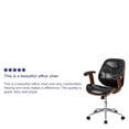thumbnail image 2 of Mid-Back Black Leather Executive Wood Swivel Chair with Arms, 2 of 9