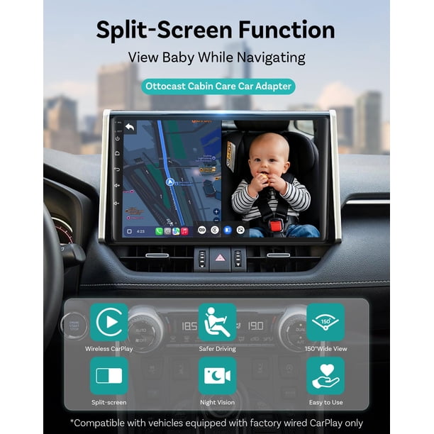 Ottocast Baby Car Camera Displaying on Car Screen,Built-in