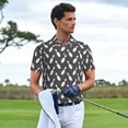 thumbnail image 3 of Vsdgher Polos à Imprimé de Quilles pour Hommes, Polo Extensible à Manches Courtes pour Hommes, Chemises pour Hommes-Moyen, 3 of 6